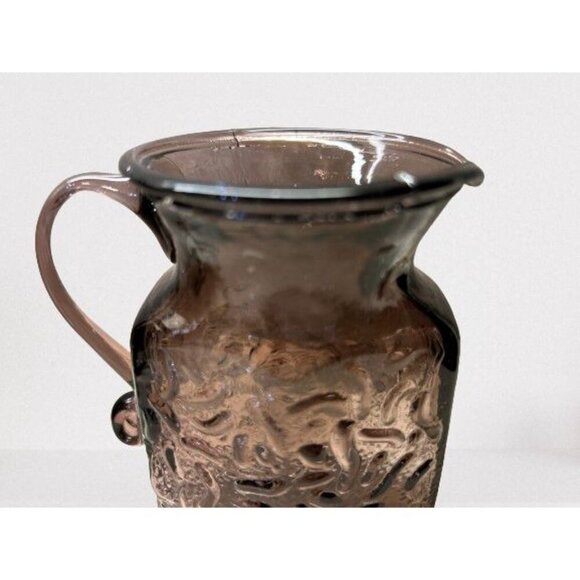 Morgantown Crinkle Amethyst Glass Ocknor Shape Pitcher Creamer 4.5" - Picture 3 of 8
